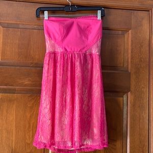 Darling strapless cut out pink mini dress size S
